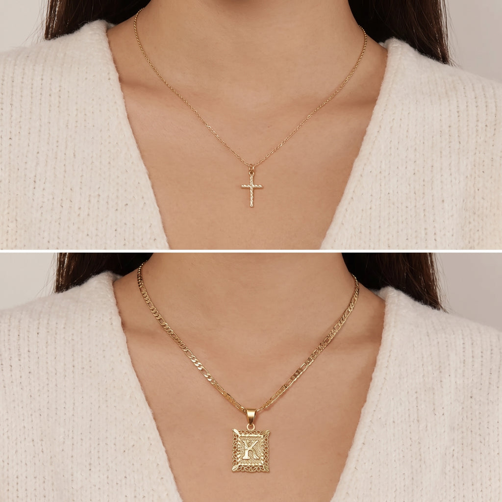 Ensemble Foi & Éclat — Collier Croix + Médaille Personnalisée