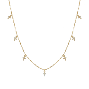 Collier Femme Multi-Croix Strass