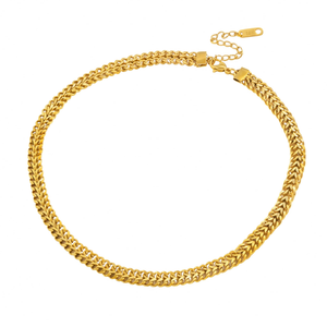 Collier Femme Ras-de-Cou Chaîne Gourmette Épaisse Plaqué Or