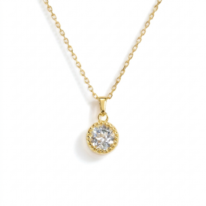 Collier Femme Solitaire Cristal Arc-en-Ciel Plaqué Or