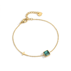 Bracelet Femme Croix & Émeraude