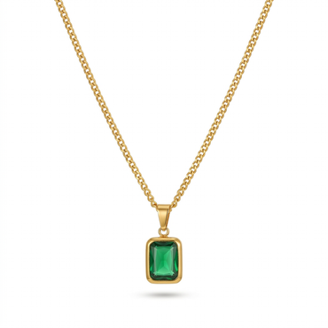 Collier Pendentif Émeraude Carré