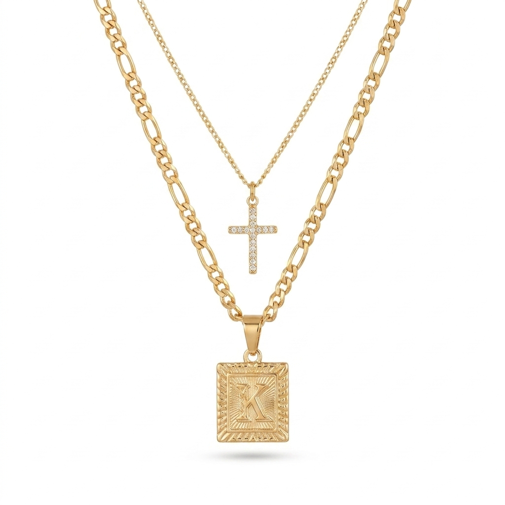 Ensemble Foi & Éclat — Collier Croix + Médaille Personnalisée