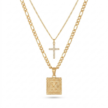 Ensemble Foi & Éclat — Collier Croix + Médaille Personnalisée