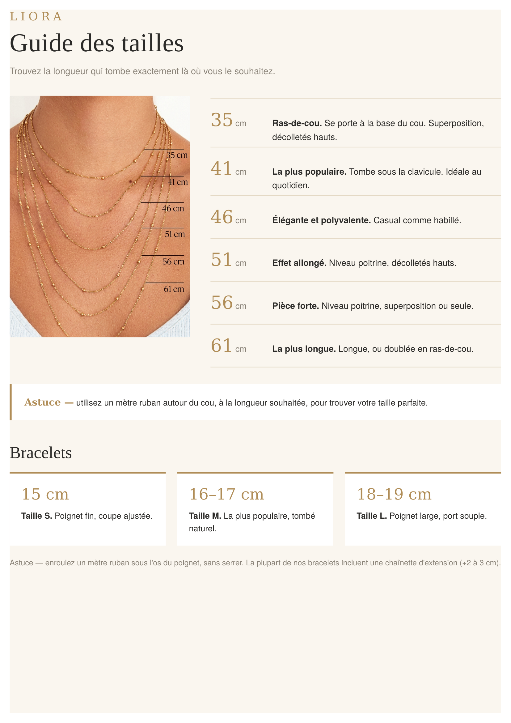 Guide des Tailles