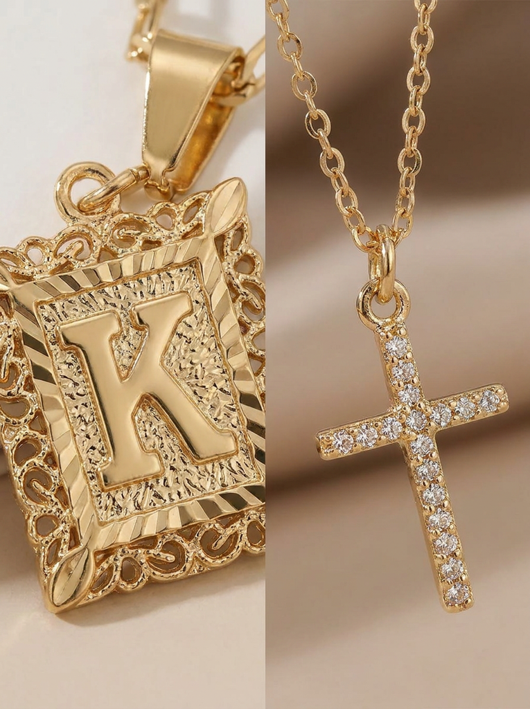 Ensemble Foi & Éclat — Collier Croix + Médaille Personnalisée