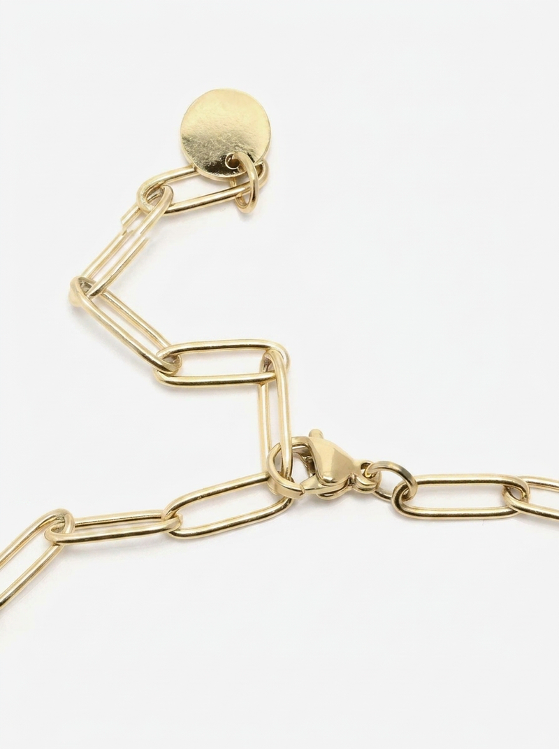 Bracelet Femme Trombone Médaille Initiale