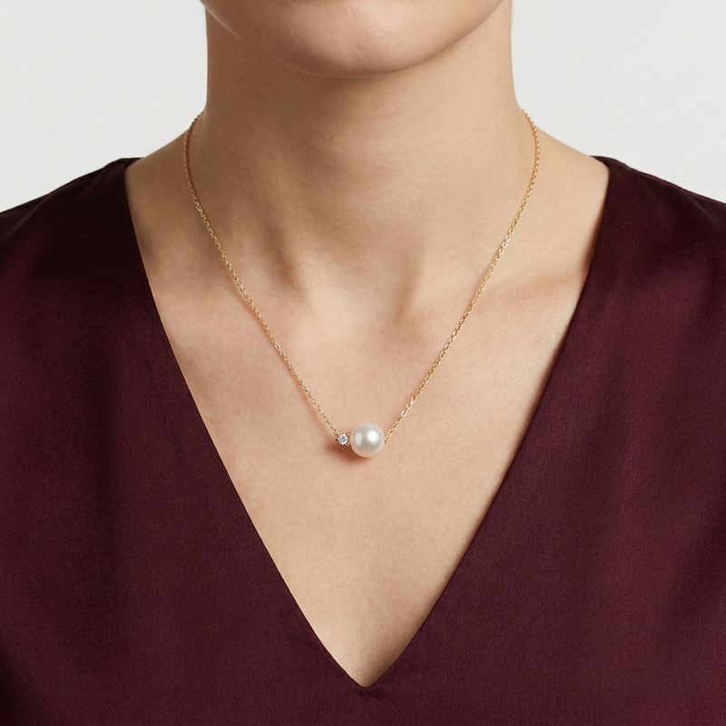 Collier Femme Perle & Zircone