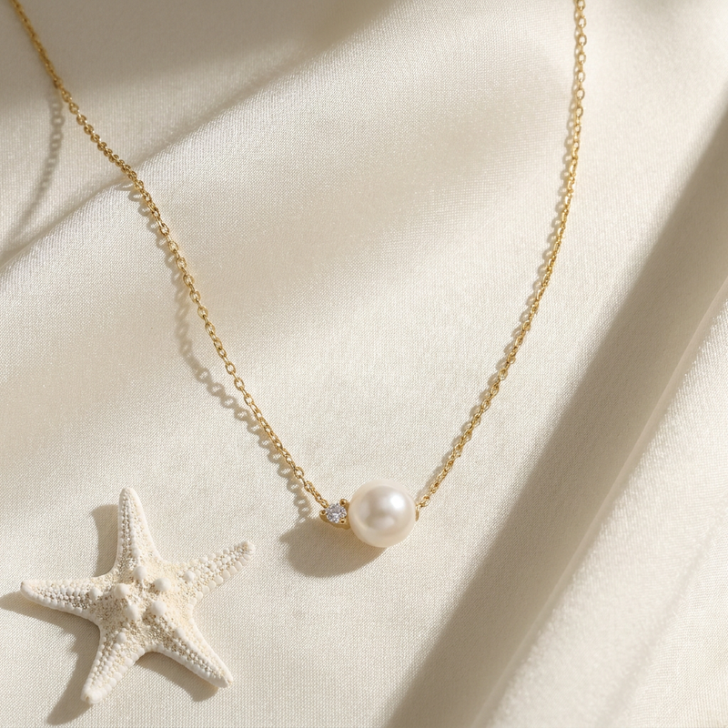 Collier Femme Perle & Zircone