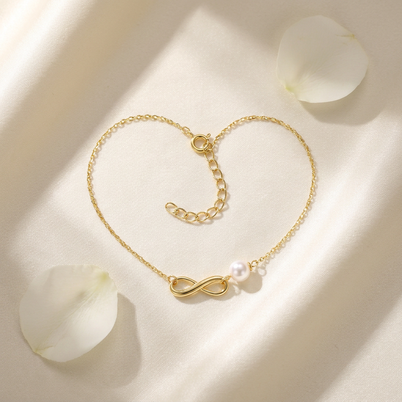Bracelet Femme Infini & Perle Plaqué Or