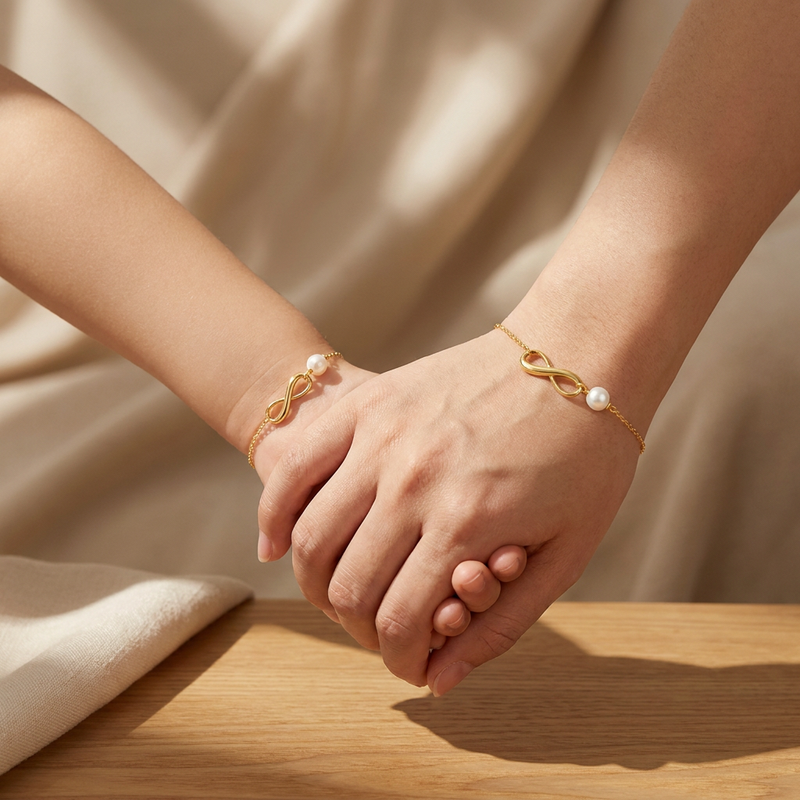 Bracelet Femme Infini & Perle Plaqué Or
