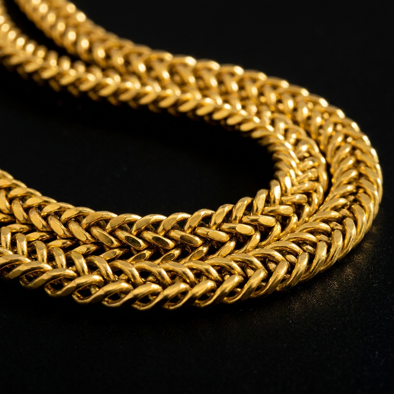 Collier Femme Ras-de-Cou Chaîne Gourmette Épaisse Plaqué Or
