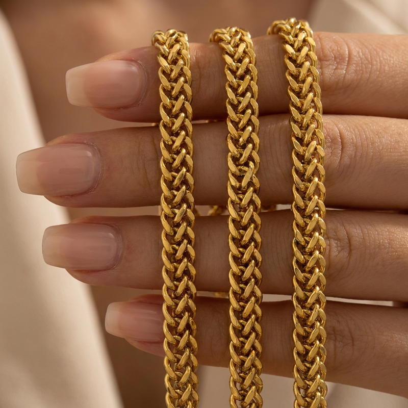 Collier Femme Ras-de-Cou Chaîne Gourmette Épaisse Plaqué Or