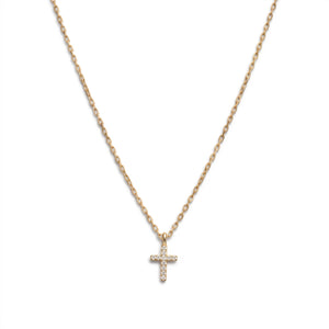 Collier Croix Zircone Pavée Plaqué Or 14 Carats
