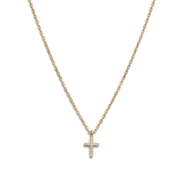 Collier Croix Zircone Pavée Plaqué Or 14 Carats