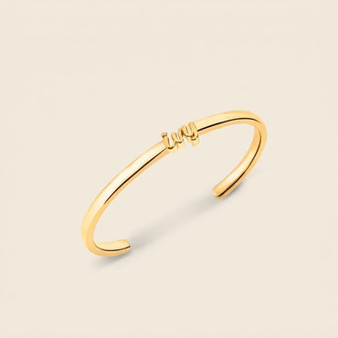 Bracelet Femme Jonc Ouvert Prénom Gravé 3D Plaqué Or