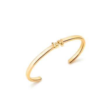 Bracelet Femme Jonc Ouvert Prénom Gravé 3D Plaqué Or